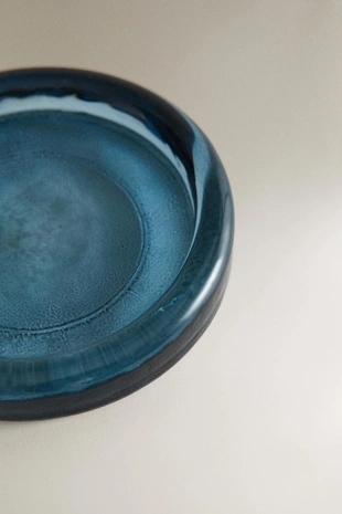 Прозрачная синяя мыльница для ванной из стекла- Заказать в России