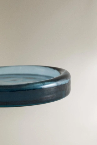 Прозрачная синяя мыльница для ванной из стекла- Заказать в России