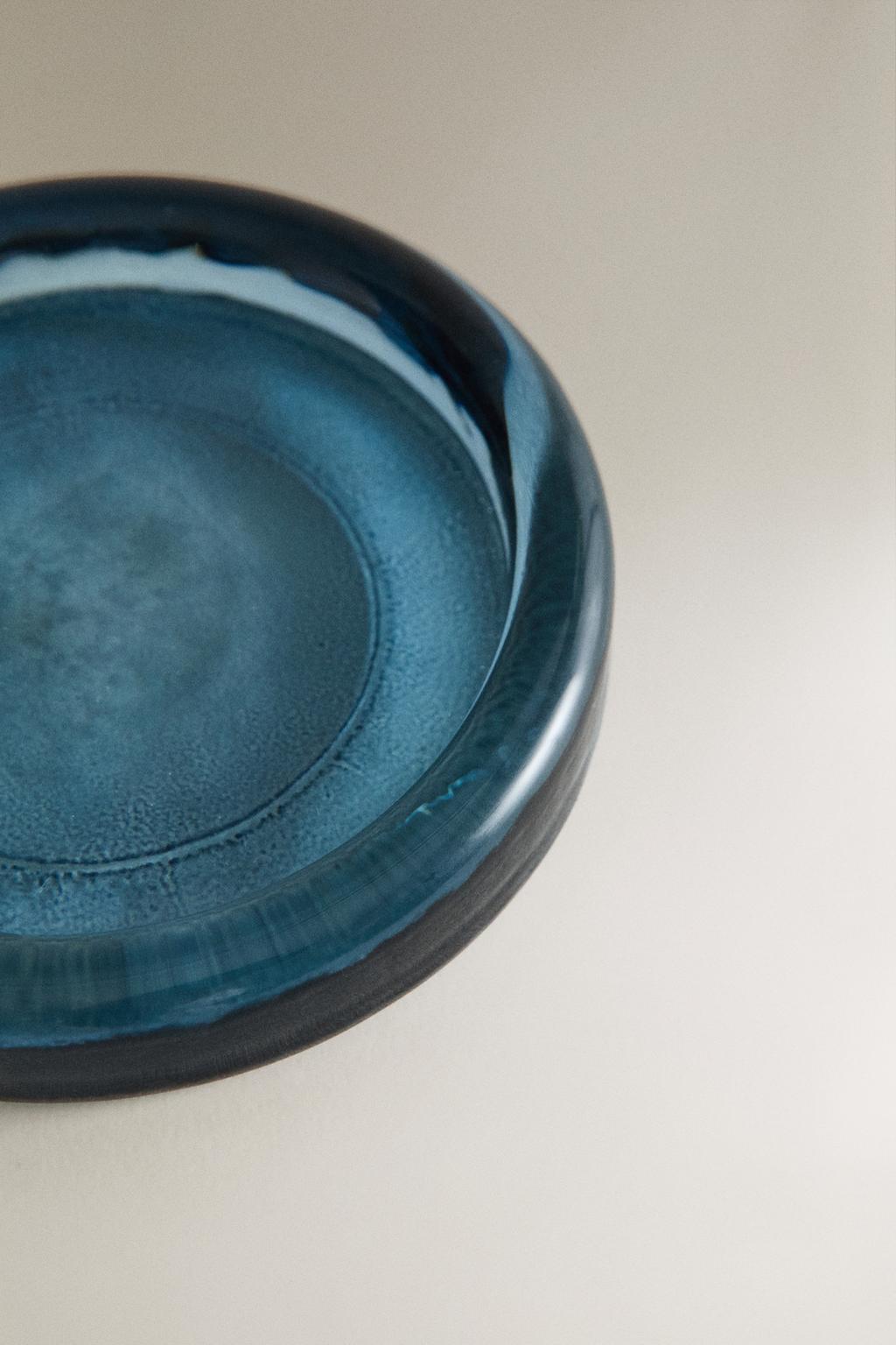 Прозрачная синяя мыльница для ванной из стекла