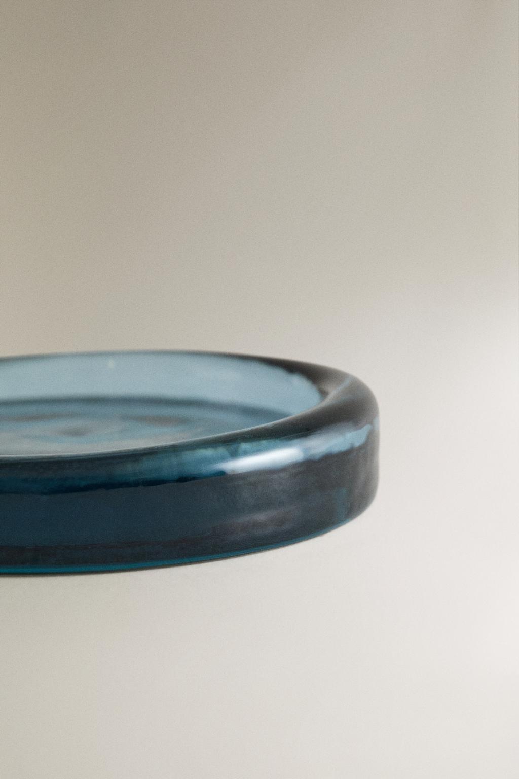 Прозрачная синяя мыльница для ванной из стекла