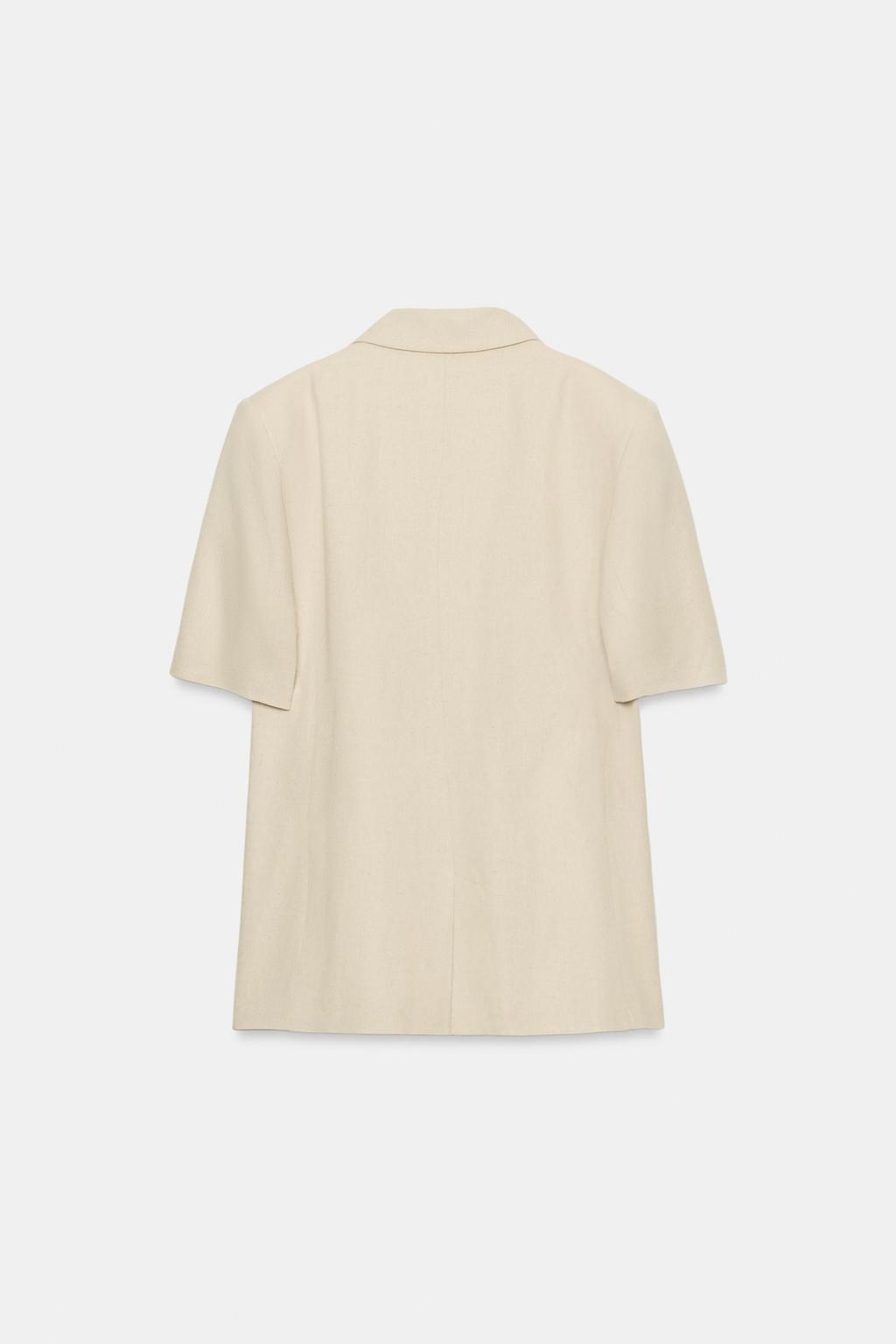 ДВУБОРТНЫЙ БЛЕЙЗЕР ИЗ СМЕСОВОГО ЛЬНА С КОРОТКИМИ РУКАВАМИ