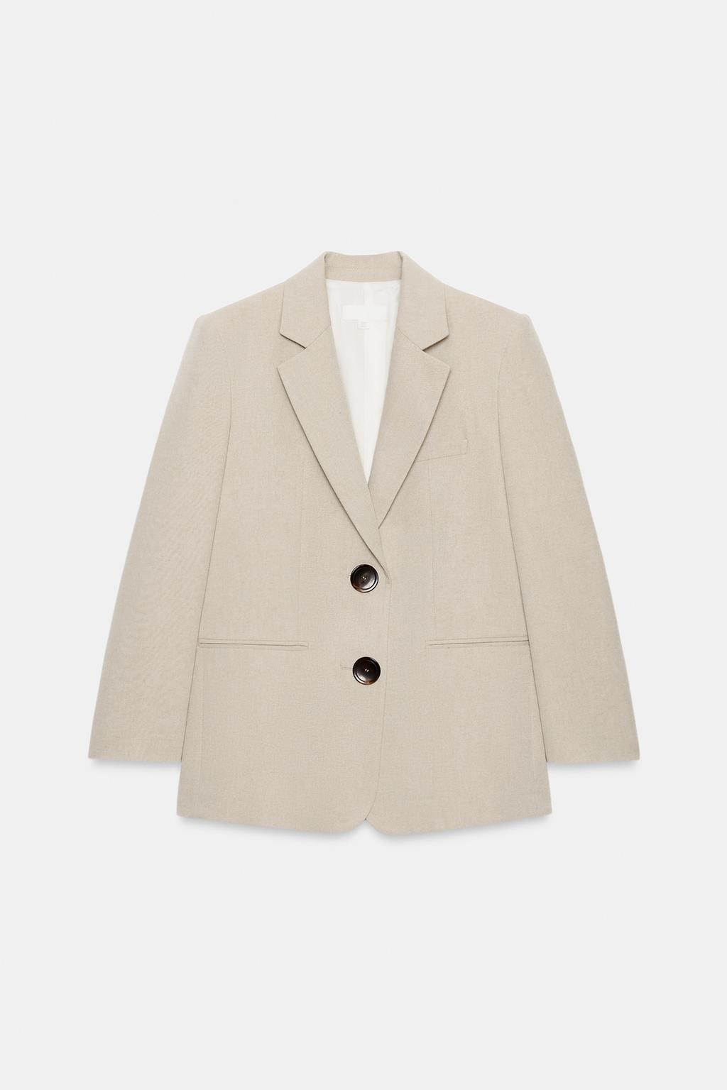 ПРЯМОЙ БЛЕЙЗЕР С ПОДПЛЕЧНИКАМИ И ДВУМЯ ПУГОВИЦАМИ