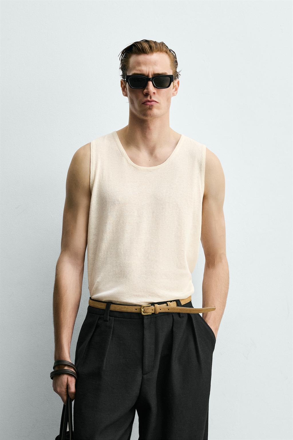 ТРИКОТАЖНЫЙ ТОП ИЗ ЛЬНА И ХЛОПКА