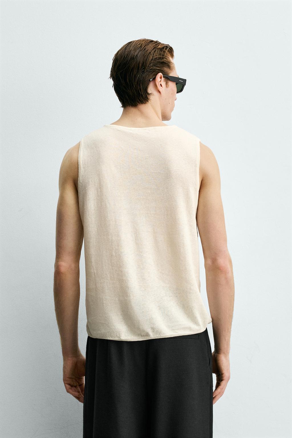 ТРИКОТАЖНЫЙ ТОП ИЗ ЛЬНА И ХЛОПКА