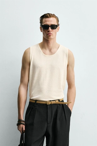 Трикотажный топ из льна и хлопка- Заказать в России