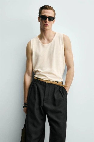 Трикотажный топ из льна и хлопка- Заказать в России