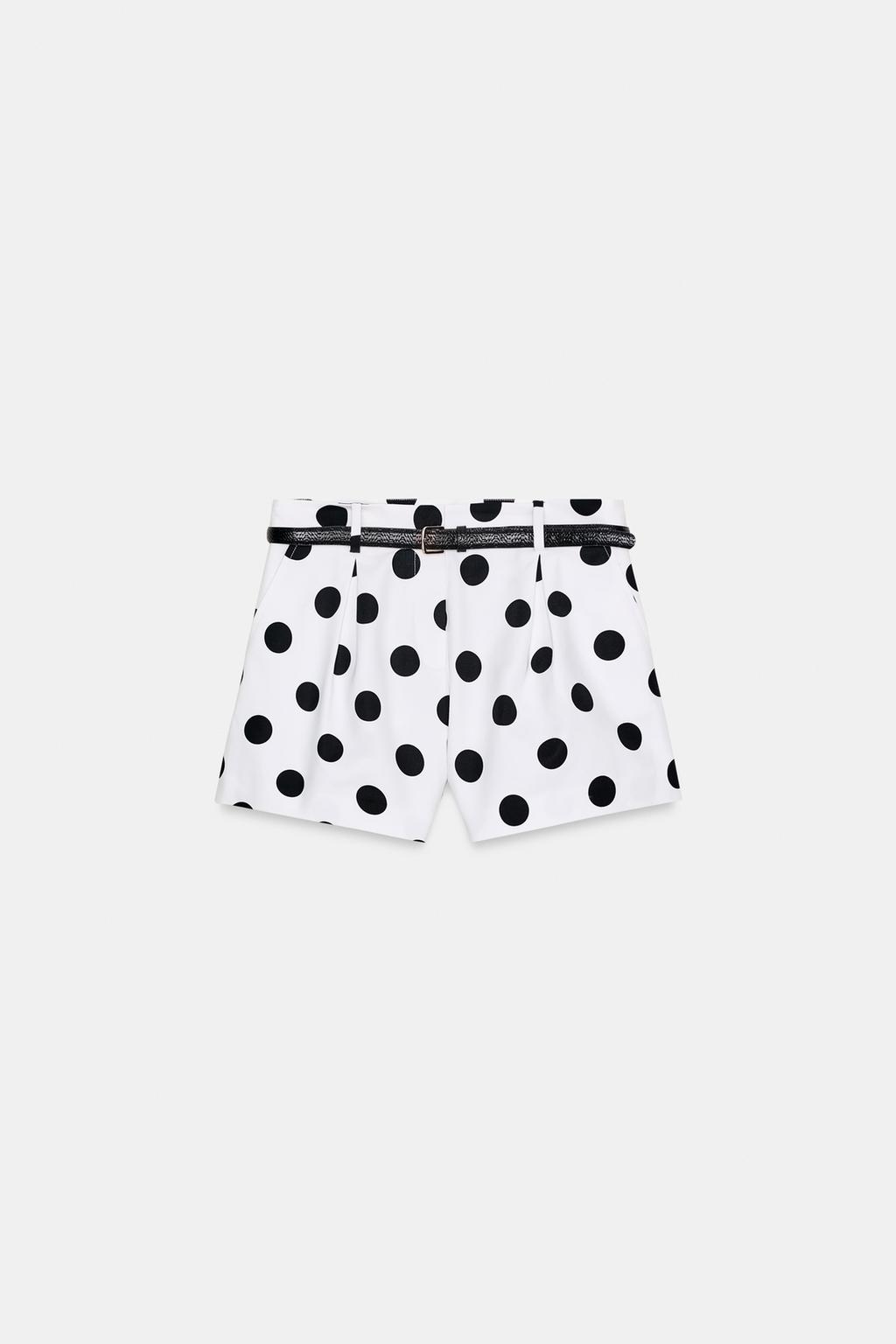 ШОРТЫ-БЕРМУДЫ С ВЫСОКОЙ ПОСАДКОЙ И РЕМНЕМ