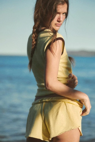 Шорты из фламе с завязками- Заказать в России