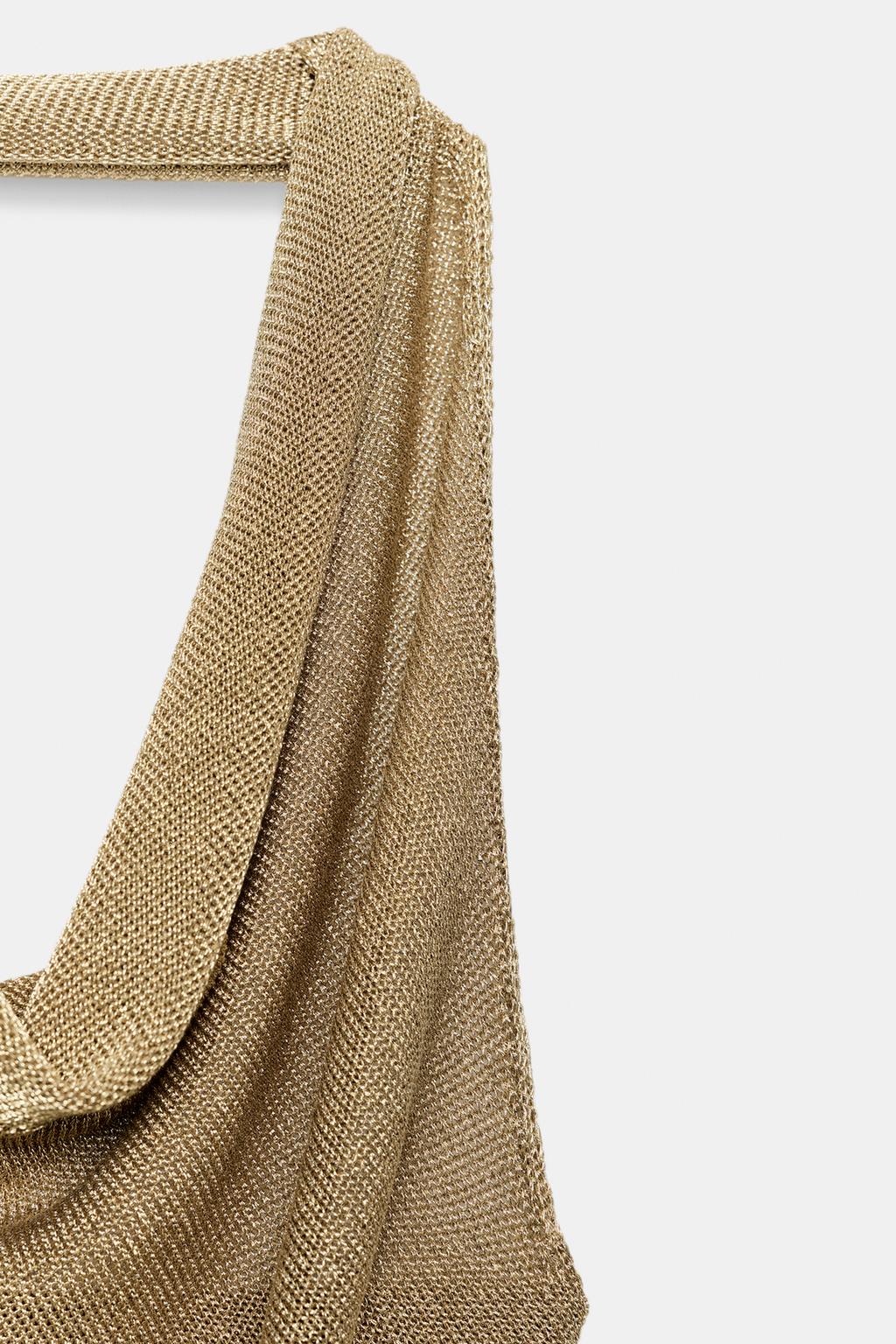 ТРИКОТАЖНЫЙ ТОП ХАЛТЕР С БЛЕСТЯЩЕЙ НИТЬЮ