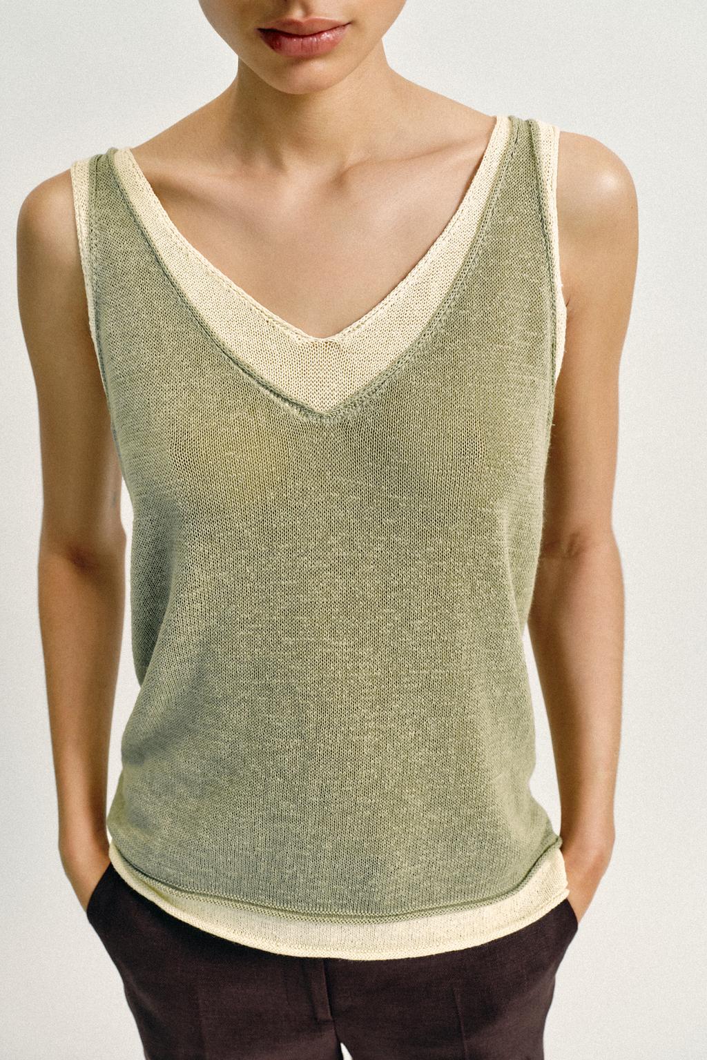 КОМБИНИРОВАННЫЙ ТРИКОТАЖНЫЙ ТОП