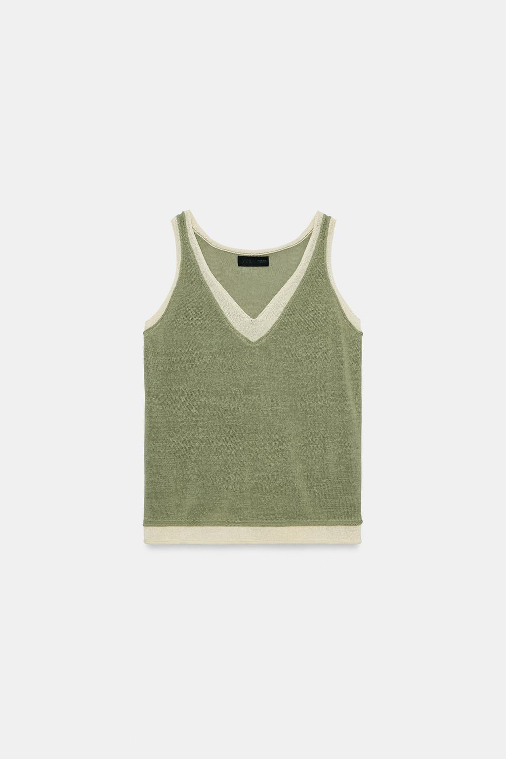 КОМБИНИРОВАННЫЙ ТРИКОТАЖНЫЙ ТОП