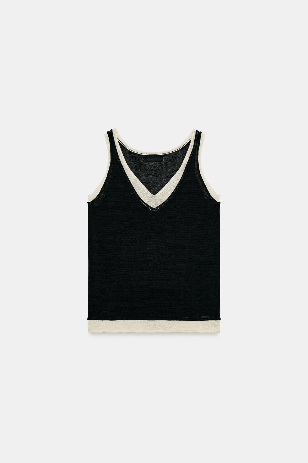 КОМБИНИРОВАННЫЙ ТРИКОТАЖНЫЙ ТОП