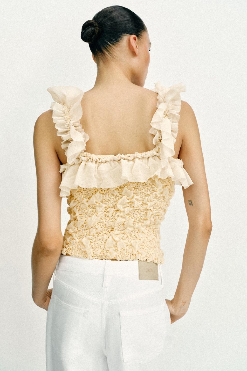 РОМАНТИЧЕСКИЙ ТРИКОТАЖНЫЙ ТОП КОМБИНИРОВАННОГО КРОЯ