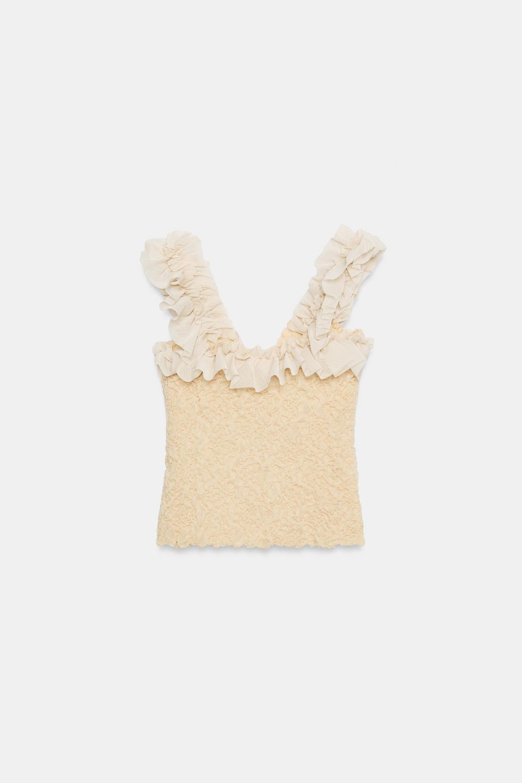 РОМАНТИЧЕСКИЙ ТРИКОТАЖНЫЙ ТОП КОМБИНИРОВАННОГО КРОЯ