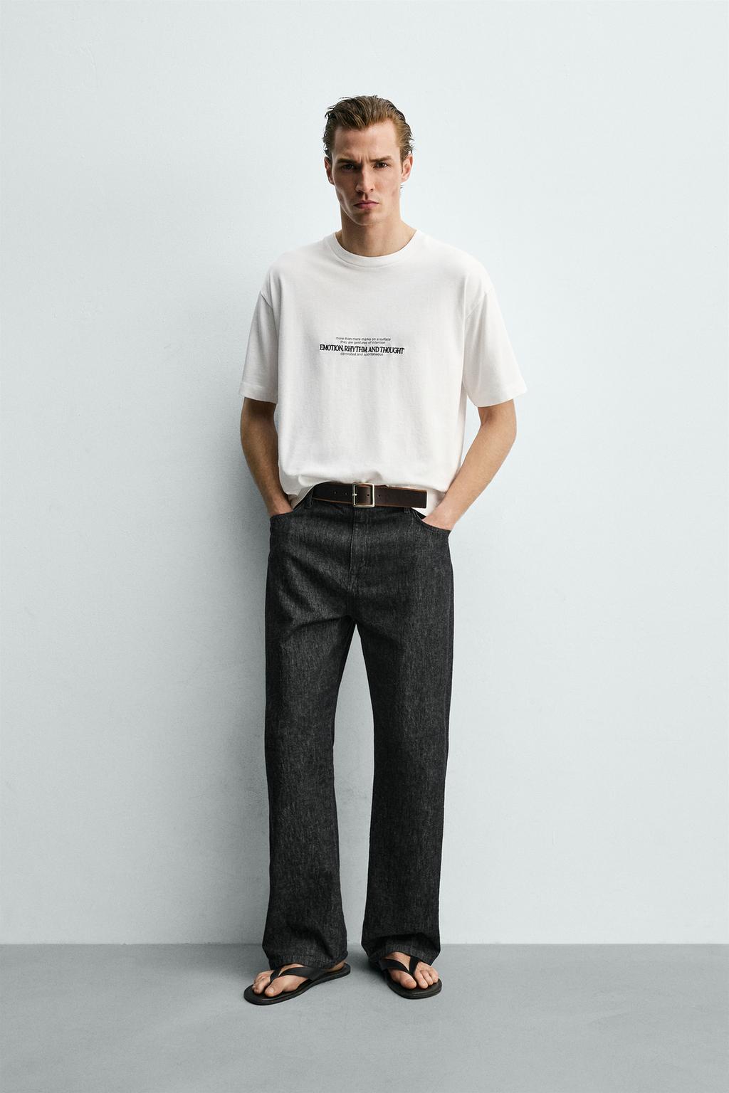 ФУТБОЛКА СВОБОДНОГО КРОЯ С КОМБИНИРОВАННОЙ ВЫШИВКОЙ