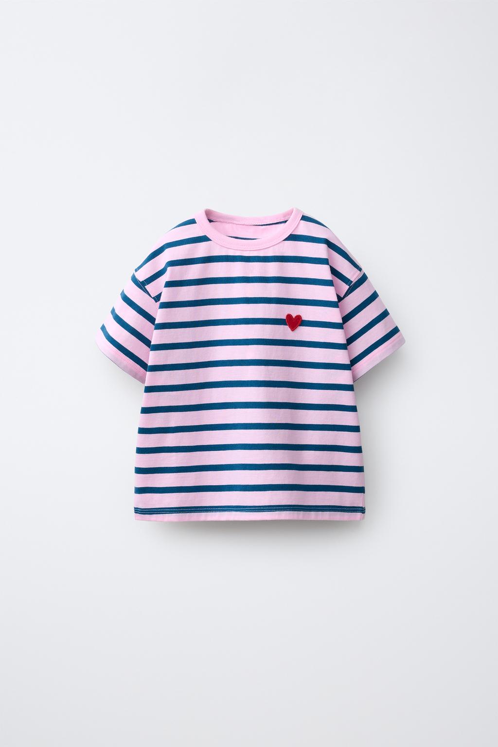 ФУТБОЛКА В ПОЛОСКУ С ВЫШИТЫМ СЕРДЦЕМ