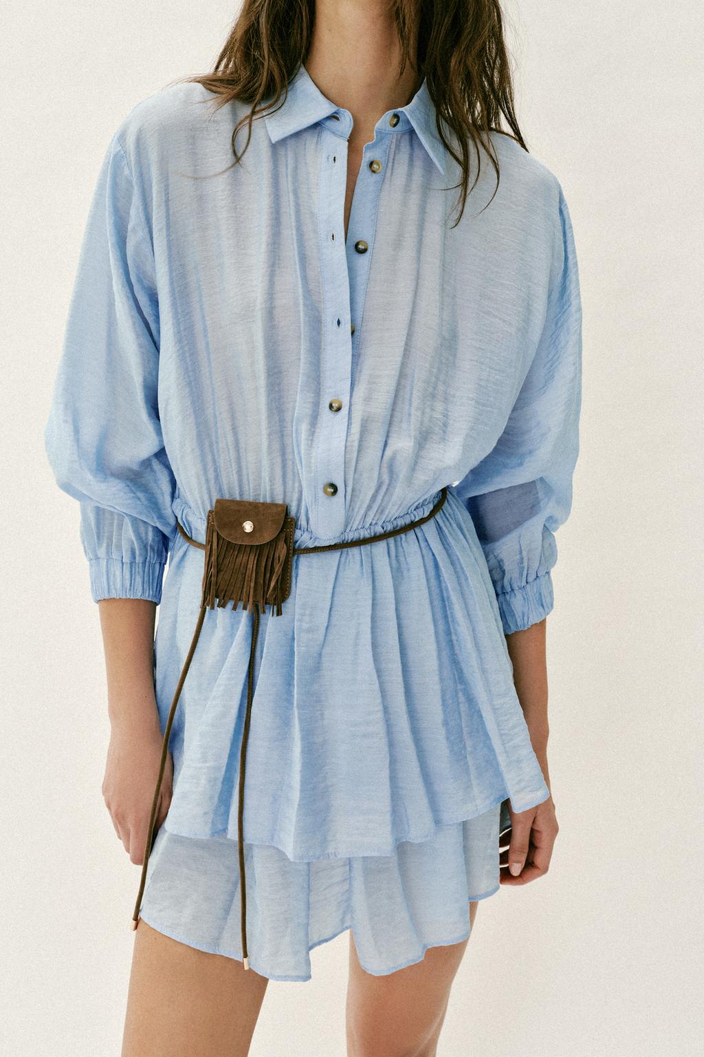 КОРОТКОЕ ПЛАТЬЕ С ПОЯСОМ И КАРМАНОМ