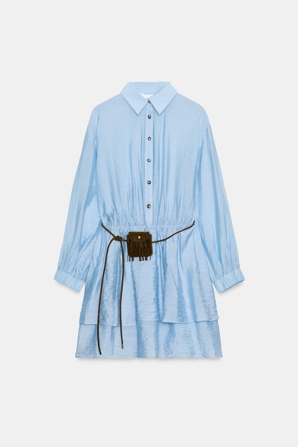 КОРОТКОЕ ПЛАТЬЕ С ПОЯСОМ И КАРМАНОМ