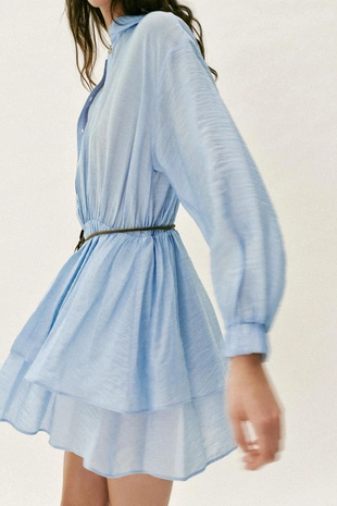 Короткое платье с поясом и карманом- Заказать в России