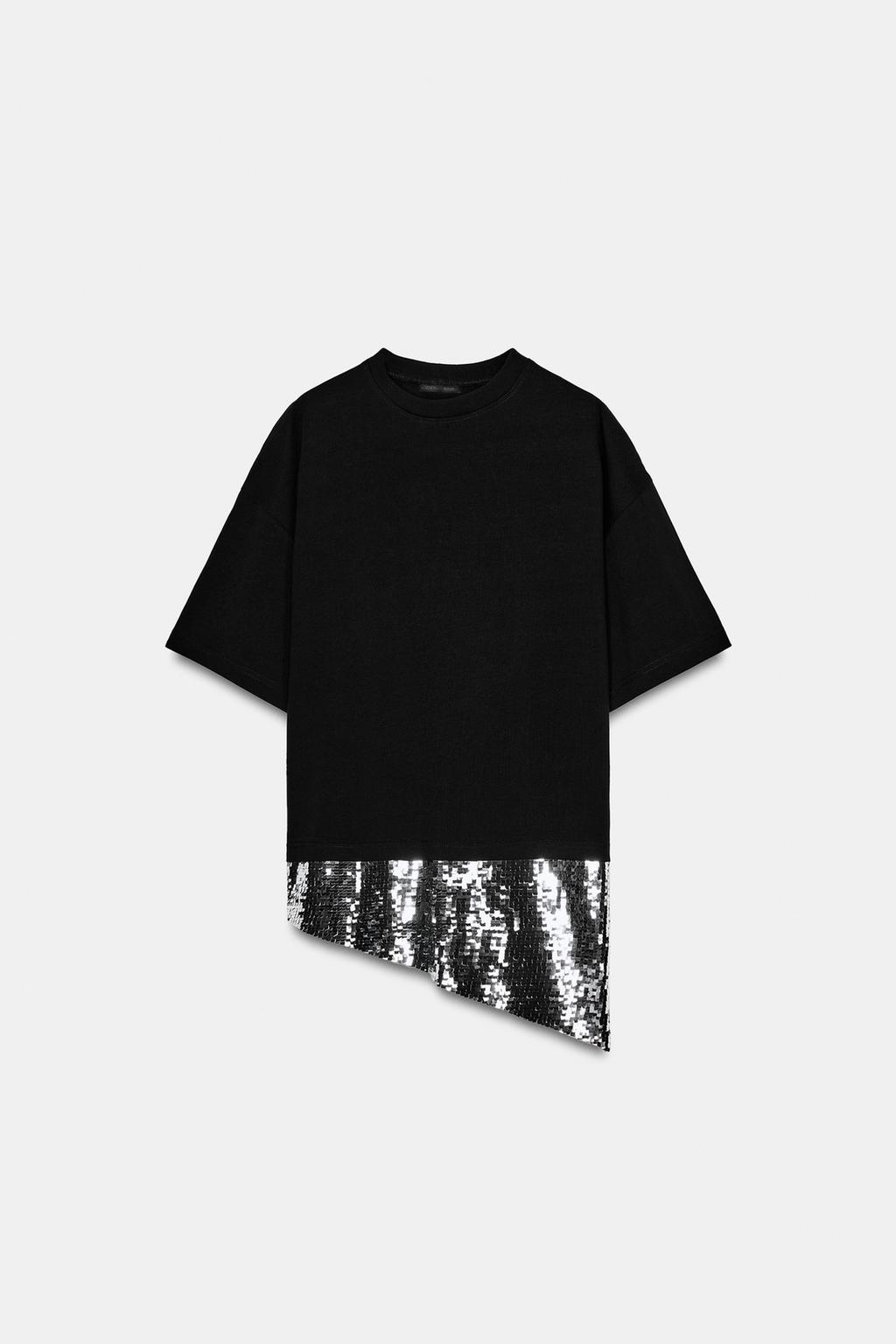 АСИММЕТРИЧНАЯ ФУТБОЛКА С ПАЙЕТКАМИ