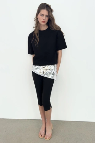 Асимметричная футболка с пайетками- Заказать в России