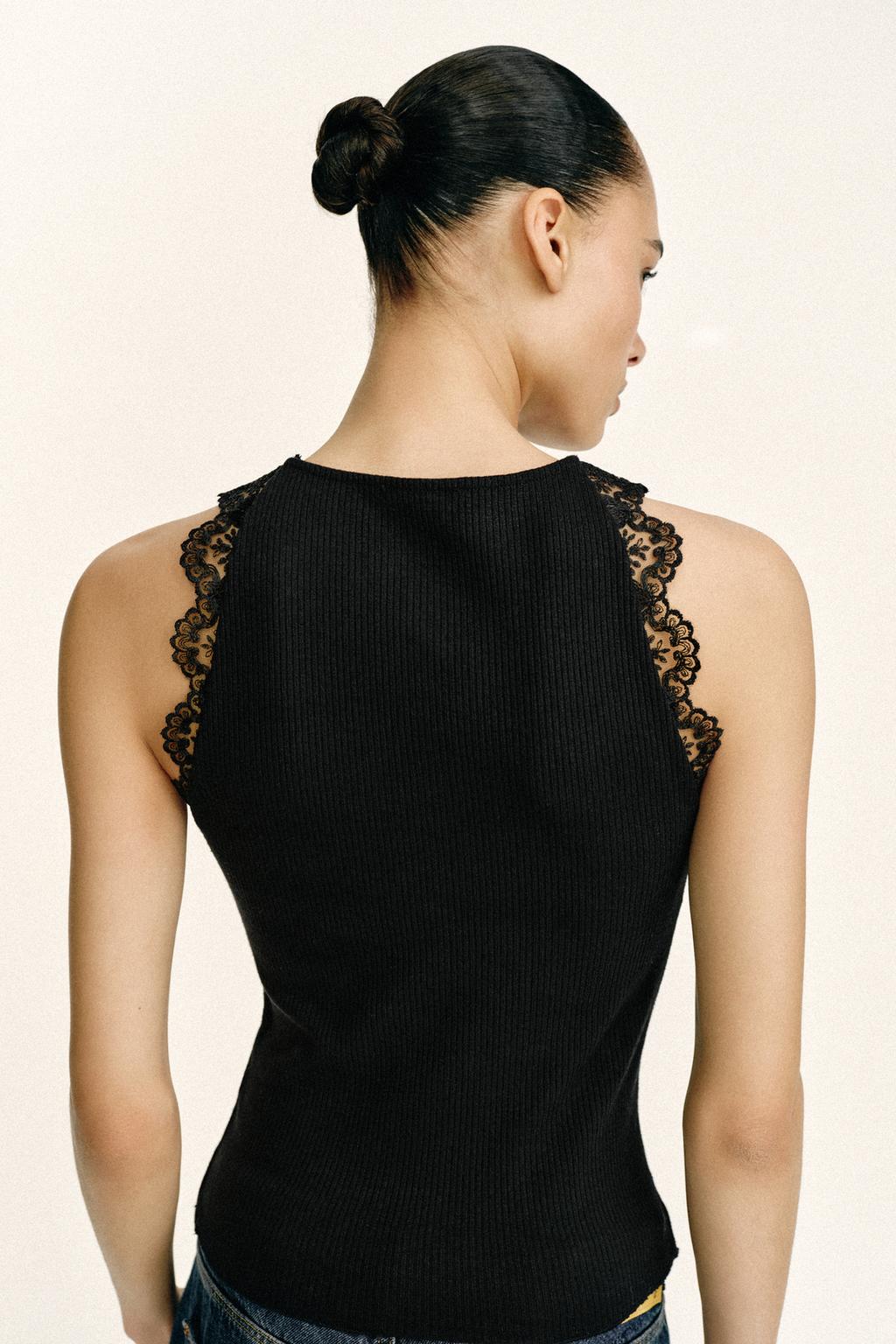 КРУЖЕВНОЙ ТОП В РУБЧИК