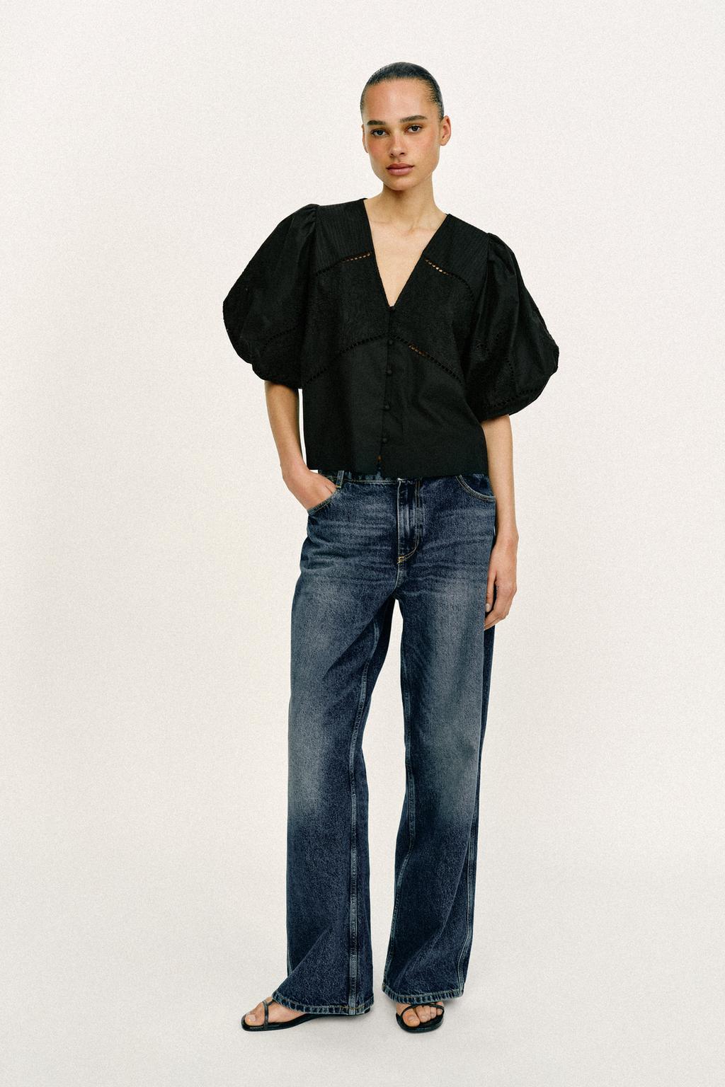 ТОП ИЗ ПОПЛИНА С ОБЪЕМНЫМИ РУКАВАМИ