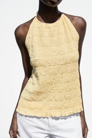 Топ с горловиной халтер и текстурой- Заказать в России