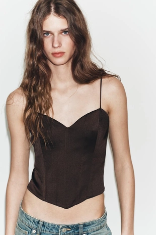 Атласный топ в бельевом стиле- Заказать в России