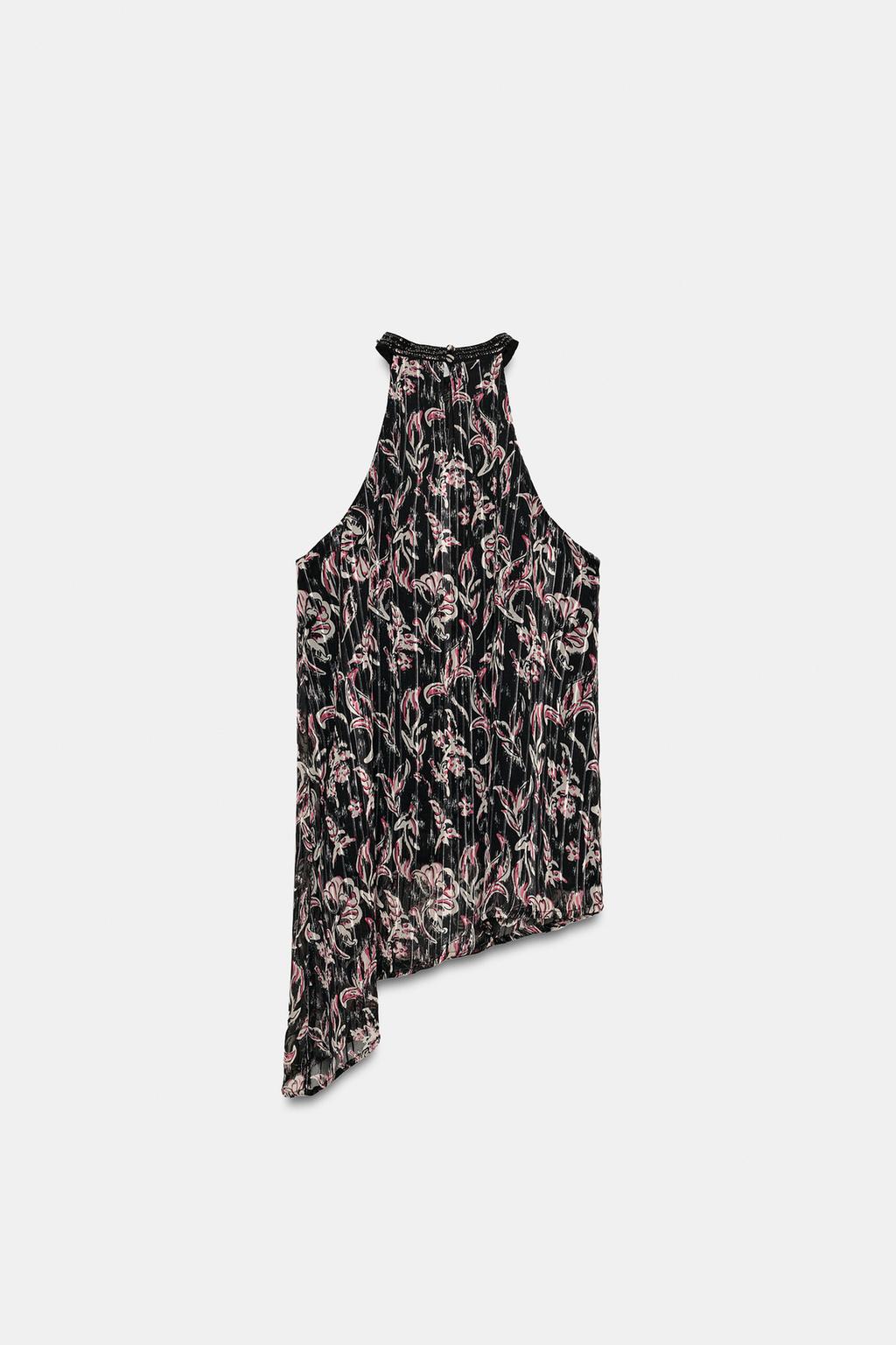 ТОП ХАЛТЕР С ПРИНТОМ, ПАЙЕТКАМИ И МЕТАЛЛИЗИРОВАННОЙ НИТЬЮ