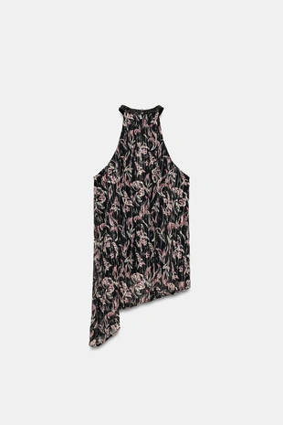 Топ халтер с принтом, пайетками и металлизированной нитью- Заказать в России