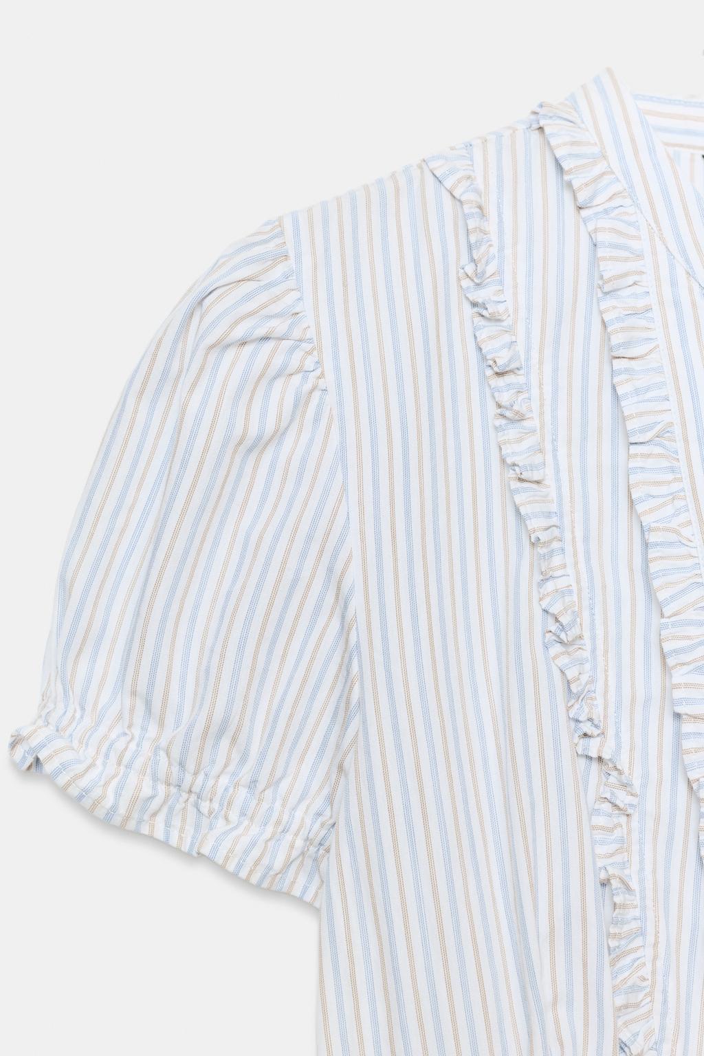 РУБАШКА ИЗ ПОПЛИНА С ВОЛАНАМИ