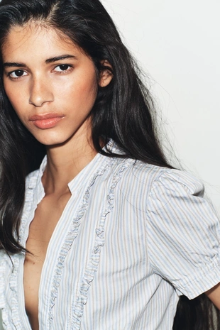 Рубашка из поплина с воланами- Заказать в России