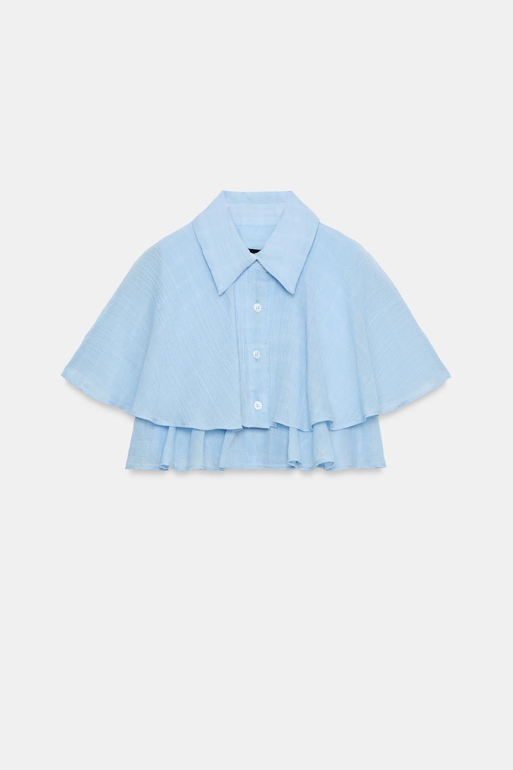 УКОРОЧЕННАЯ РУБАШКА С ВОЛАНАМИ