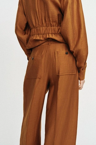 Брюки свободного кроя из смесового льна с разрезами по низу- Заказать в России