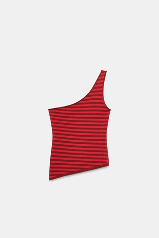 Топ в полоску асимметричного кроя- Заказать в России