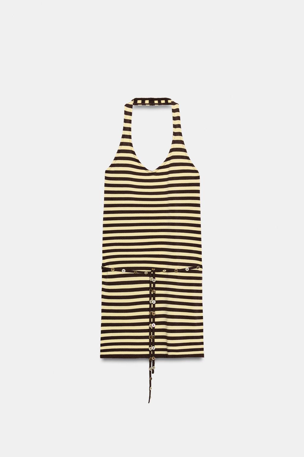 ПЛАТЬЕ ХАЛТЕР В ПОЛОСКУ С РЕМНЕМ