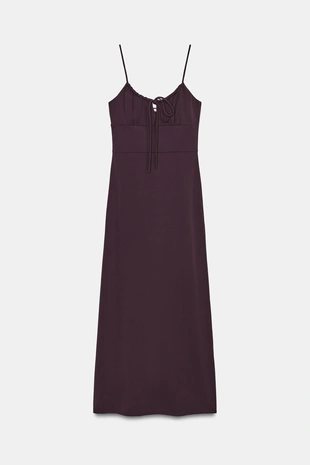 Платье миди свободного кроя на бретелях- Заказать в России