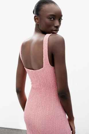 Платье миди из рельефной ткани- Заказать в России