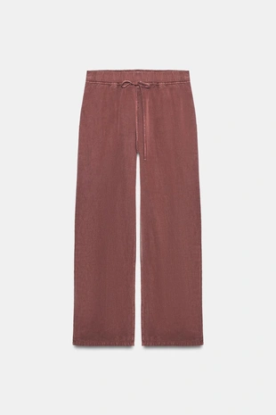 Струящиеся брюки на шнурке- Заказать в России