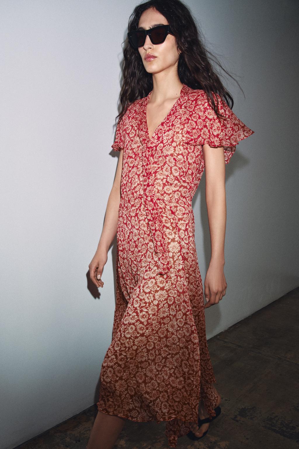 ПЛАТЬЕ МИДИ С ЦВЕТОЧНЫМ ПРИНТОМ — ZW COLLECTION