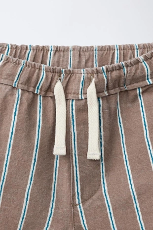 Бермуды в полоску из хлопка и льна- Заказать в России