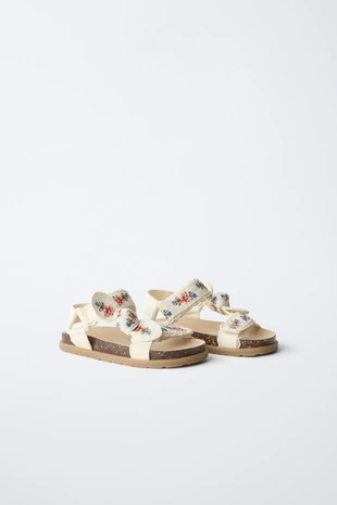 Сандалии с вышивкой и бантом- Заказать в России