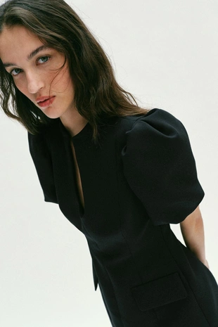 Платье с короткими рукавами «фонарик»- Заказать в России