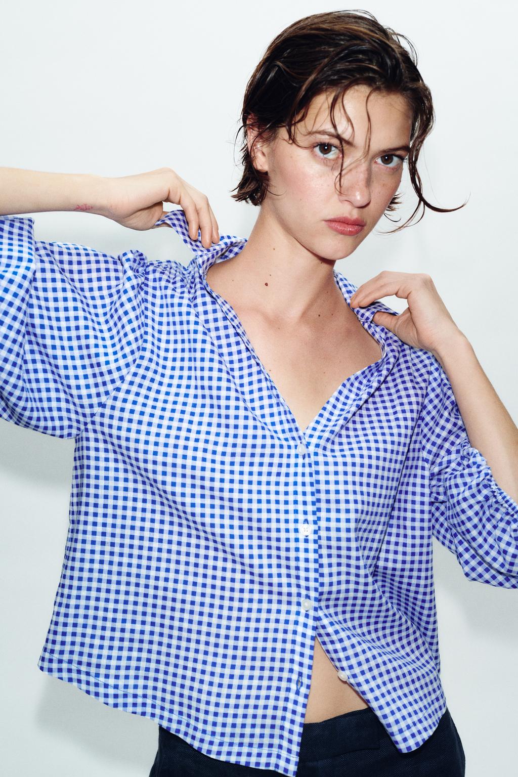 РУБАШКА ИЗ ЛЬНА В КЛЕТКУ ВИШИ