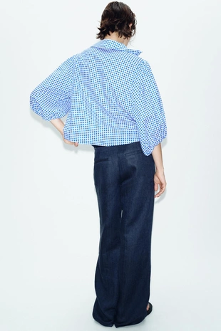 Рубашка из льна в клетку виши- Заказать в России