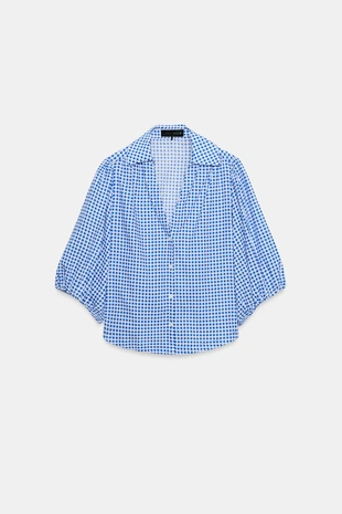 Рубашка из льна в клетку виши- Заказать в России