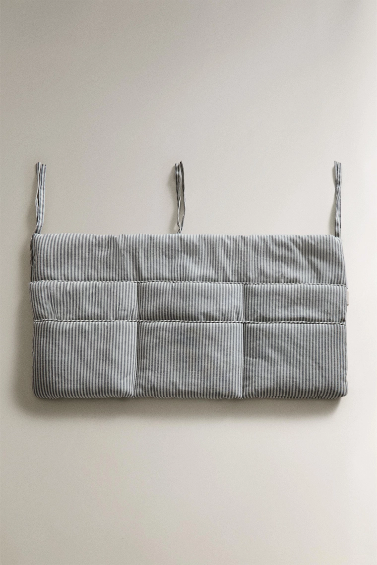 Полосатый органайзер для детской кроватки из хлопка