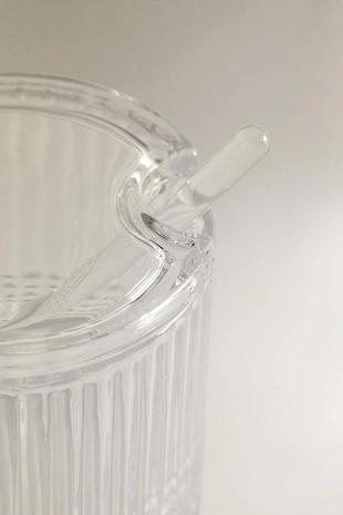 Стеклянная сахарница с рельефным геометрическим дизайном- Заказать в России