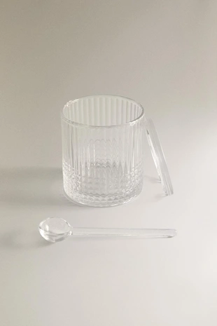 Стеклянная сахарница с рельефным геометрическим дизайном- Заказать в России